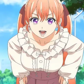 😀 Anime, Dziewczyna, Uśmiechnięta, Słodka, Wstążka telegram sticker