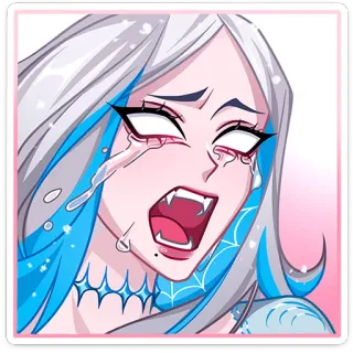 🧛‍♀ płacz, anime, wampir, blady, niebieskie włosy telegram sticker