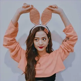 🤗 Jisoo kpop, jisoo, blackpink, telinga kelinci, idola telegram sticker