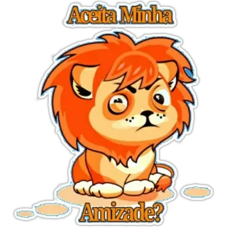 🤔 Aceita Minha Amizade? leone, amicizia, cartone animato, animale, carino, arancione telegram sticker
