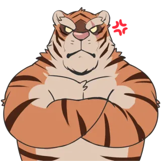 😡 tigre, desenho animado, animal, personagem, ilustração telegram sticker
