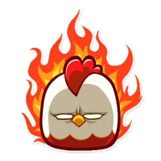 😡 chicken, angry, fire, flames, bird, cartoon telegram sticker