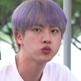 🐟 Jin k-pop, cantante, capelli viola, artista, celebrità telegram sticker