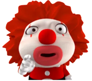 😟 chú hề, mặt, hoạt hình, nhân vật, rùng rợn, hài hước, đỏ telegram sticker