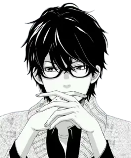 🤔 anime, manga, character, glasses, sweater telegram sticker