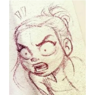 😡 Cartoon, Wütend, Skizze, Gesichtsausdruck, Frau telegram sticker