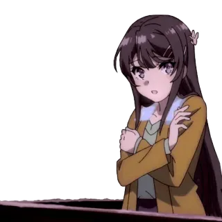 😕 Mai Sakurajima Rascal Does Not Dream of Bunny Girl Senpai 动漫, 女孩, 角色, 可爱, 黑发, 动漫女孩 telegram sticker