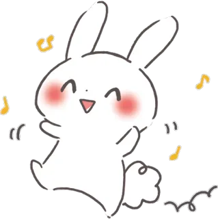 😇 konijn, cartoon, schattig, blij, muzieknoten whatsapp sticker