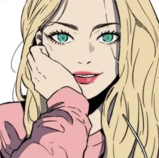 🎐 anime, mujer, rubia, personaje telegram sticker