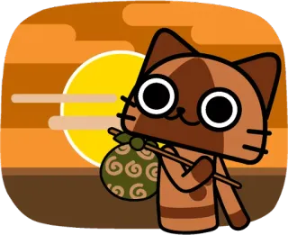 🌅 chat, animal, dessin animé, coucher de soleil, mignon, kawaii telegram sticker