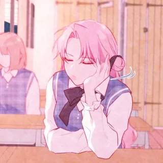 🛍 аниме, школьница, скучно, милый, иллюстрация telegram sticker