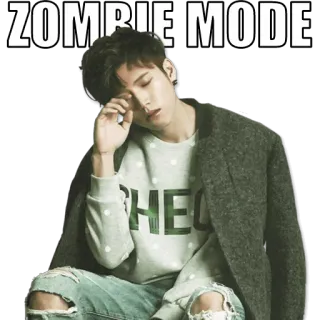 😪 ZOMBIE MODE 좀비, 모드, 졸린, 피곤한, 사람 telegram sticker