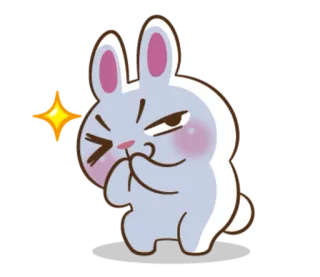 😂 заяц, кролик, милый, мультяшный, игривый, ухмыляющийся whatsapp sticker