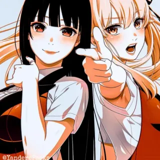 🥢 @YanderePunkp anime, girls, pointing, illustration whatsapp sticker