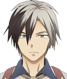 😑 Personaggio anime, Maschio, Ritratto, Serio, Capelli bianchi, Capelli castani, Occhi whatsapp sticker