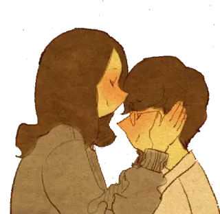 😒 amour, couple, baiser, romance, mignon, ensemble whatsapp sticker