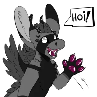 👋 HOI! dragon, furry, salutation, dessin animé, anthro telegram sticker