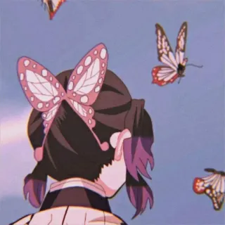 ⭐ Shinobu Kocho Demon Slayer Shinobu Kocho, Demon Slayer, Butterfly, Anime, Manga whatsapp sticker