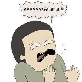 😫 AAAAAARGHHHHH !!!! cri, dessin animé, expression, peur, surprise telegram sticker
