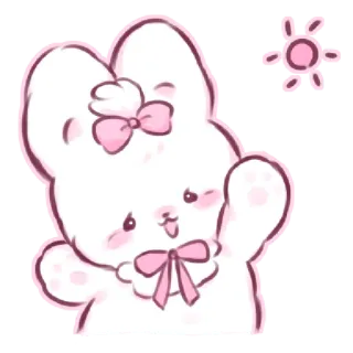 🥰 귀여운, 토끼, 동물, 카와이, 분홍색, 일러스트, 스티커 telegram sticker