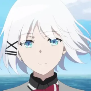 🍁 Siesta Tantei wa Mou, Shindeiru Anime, Garota, Cabelo branco, Olhos azuis, Personagem telegram sticker