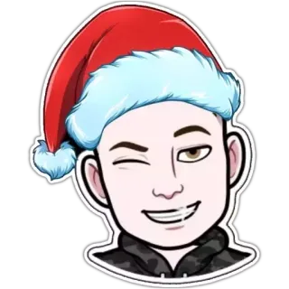 🎅 persona, occhiolino, natale, cappello, cartone animato, avatar telegram sticker