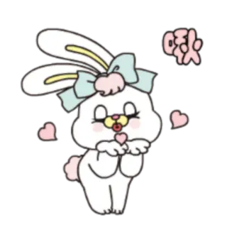 😘 멋져 cute, bunny, kiss, hearts, kawaii, sticker whatsapp sticker