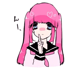 🙄 Anime Mädchen, rosa Haare, Herzen, Schuluniform, süß, Illustration, Sticker whatsapp sticker