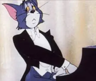 😏 Tom Cat Tom and Jerry кот, мультфильм, пианино, смокинг, классика whatsapp sticker