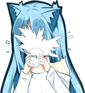 💦 MILK Anime, Neko, Lait, Mignon, Kawaii whatsapp sticker