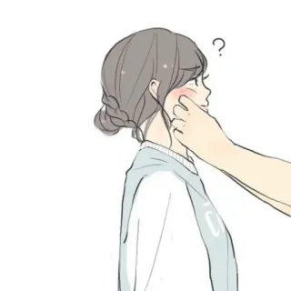 💕 Anime, Dibujos animados, Chica, Signo de interrogación, Lindo, Mano telegram sticker