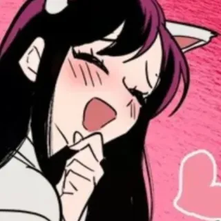 😍 动漫, 猫娘, 可爱, 脸红, 卡通, 卡哇伊, 粉色 whatsapp sticker
