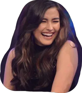 😂 woman, laughing, happy, smile, long hair, portrait whatsapp sticker