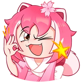 👌 anime, cute, cartoon, kawaii, pink, winking telegram sticker