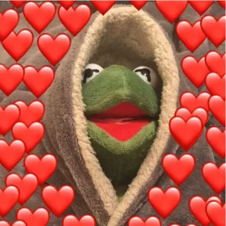 😍 Kermit rana gustavo, muppets, amor, corazones, lindo, verde, marioneta telegram sticker