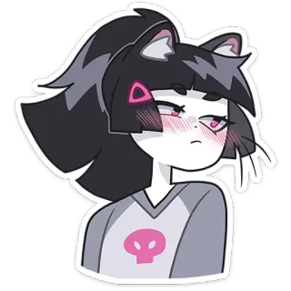 ☺️ sticker, anime, lindo, chica, orejas de gato, personaje telegram sticker