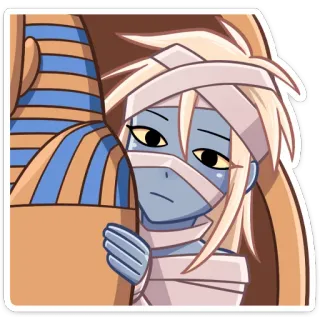 👀 momia, antiguo egipto, anime, dibujos animados, vendaje, ojos, personaje, egipcio telegram sticker
