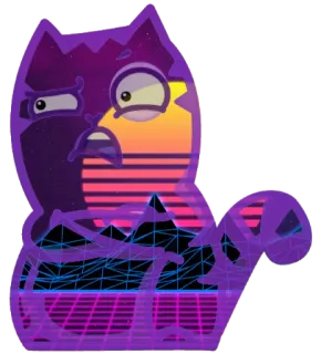 🤨 мультфильм, наклейка, фиолетовый, лицо, синтвейв, вейпорвейв whatsapp sticker