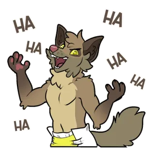 😆 HA пушистый, смех, мультик, животное, волк telegram sticker