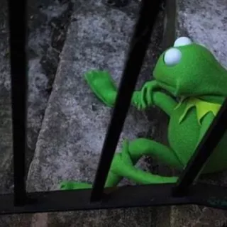😐 Kermit 커밋, 머펫, 개구리, 슬픈, 우울한, 사색적인 telegram sticker