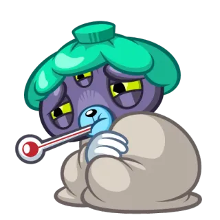 🤒 ốm, hoạt hình, nhiệt kế, cây, cảm lạnh telegram sticker
