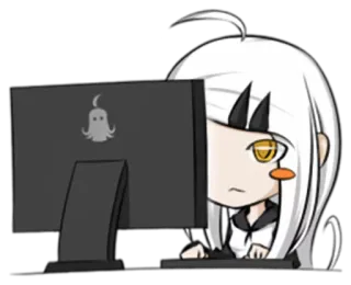 🖥 Anime, Garota, Computador, Chibi, Fofo, Fantasma telegram sticker