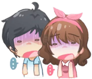😵 cartoon, couple, exhausted, tired, disappointed whatsapp sticker