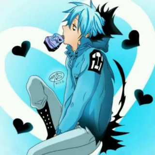 ❤ Anime, Cartoon, Personage, Jongen, Blauw haar, Kunst telegram sticker