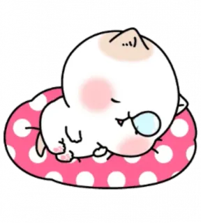 😪 chat, dormir, oreiller, mignon, animal, dessin animé, autocollant whatsapp sticker