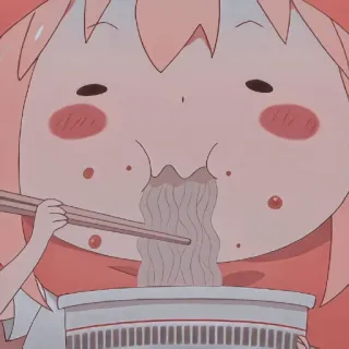 ✨ anime, food, noodle, cute, cartoon, eating, chopsticks telegram sticker