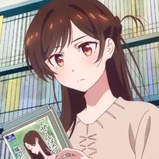 👼 Chizuru Ichinose Rent-A-Girlfriend anime, chica, pelo castaño, linda, dibujos animados telegram sticker