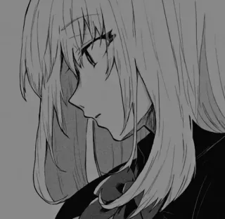 ❄️ anime, manga, woman, portrait, black and white telegram sticker