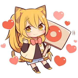 ✅ anime, cute, kawaii, cat girl, hearts, sticker, chibi telegram sticker