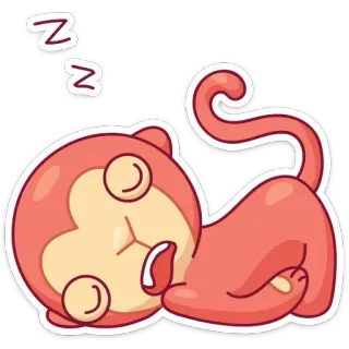 😴 ZZZ 원숭이, 자는, 동물, 귀여운, 만화, 낮잠 telegram sticker